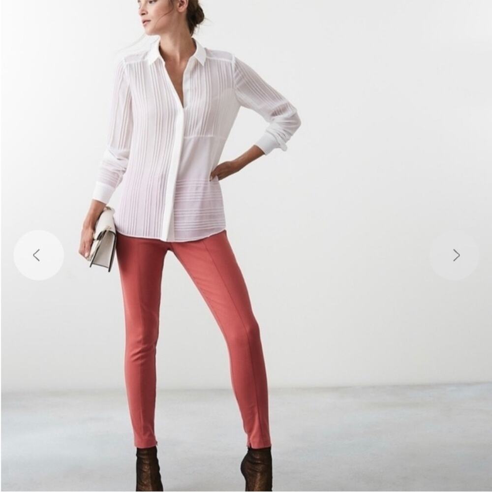 Reiss Arla Seam Detail Skinny Trousers Ankle Zips Coral Pink Size 6